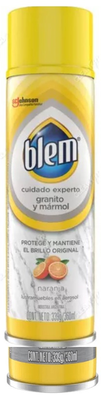 Lustramuebles aerosol granito y marmol naranja x 360 ml - Blem