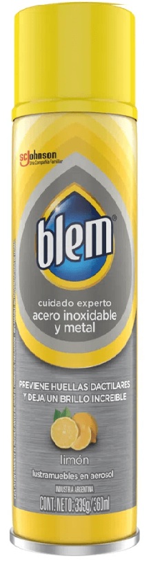 Lustramuebles aerosol acero inoxidable y metal limon x 360 ml - Blem