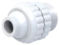 Retorno orientable para exterior blanco pico 19 rosca macho 1 ½" - Vulcano 117000