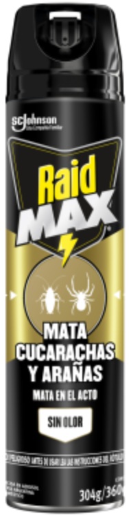 Insecticida max mata cucarachas y arañas sin olor x 360 cc - Raid