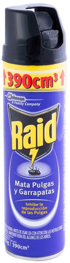 Insecticida mata pulgas y garrapatas x 390 cc - Raid