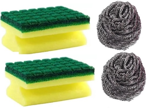 [918*Fib*10116] Fibra esponja x 2 + Esponja acero x 2 - Romyl