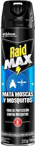 [544*Rai*0119425*1112] Insecticida max mata moscas y mosquitos (10 hs. de proteccion) x 360 cc - Raid