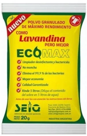 [384*Lav*391792] Lavandina en sobre (Rinde 5 lts) - Ecomax