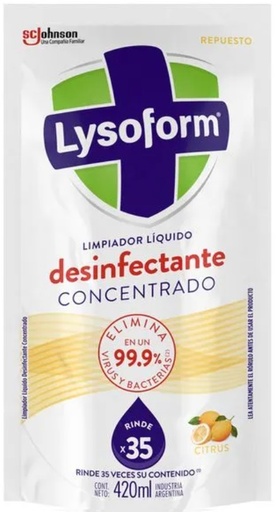 [725*Rep*0127765*879] Repuesto desinfectante de piso citrus doy pack x 420 ml - Lysoform