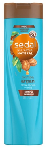 [638*Sha*0175188] Shampoo restauracion y brillo bomba argan (recarga natural sin parabenos) x 340 cc - Sedal