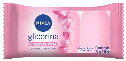 [1348*Jab*092823] Jabon glicerina petalos de rosa 3 unidades x 90 gr - Nivea
